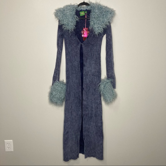 Jaded London | Jackets & Coats | Nwt Jaded London X Sydney Jade Devon Cardigan Fur Furry Blue 